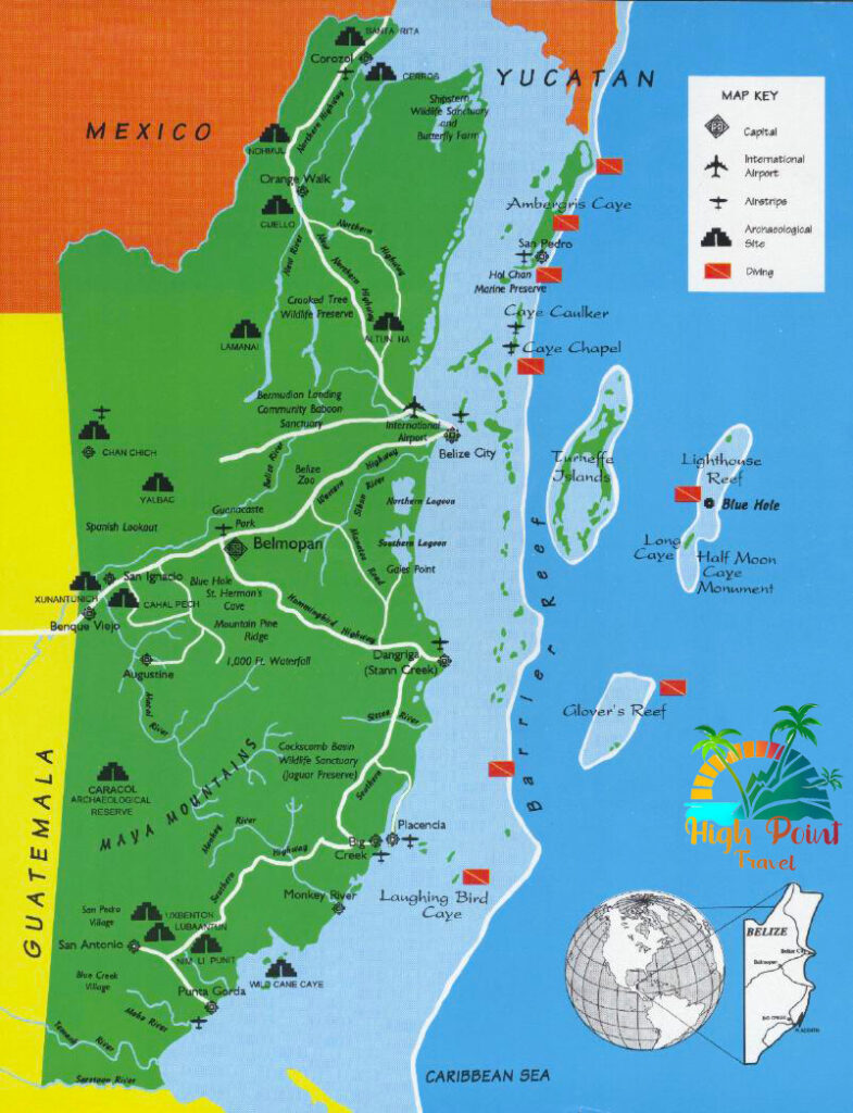 belize location map maya ruins