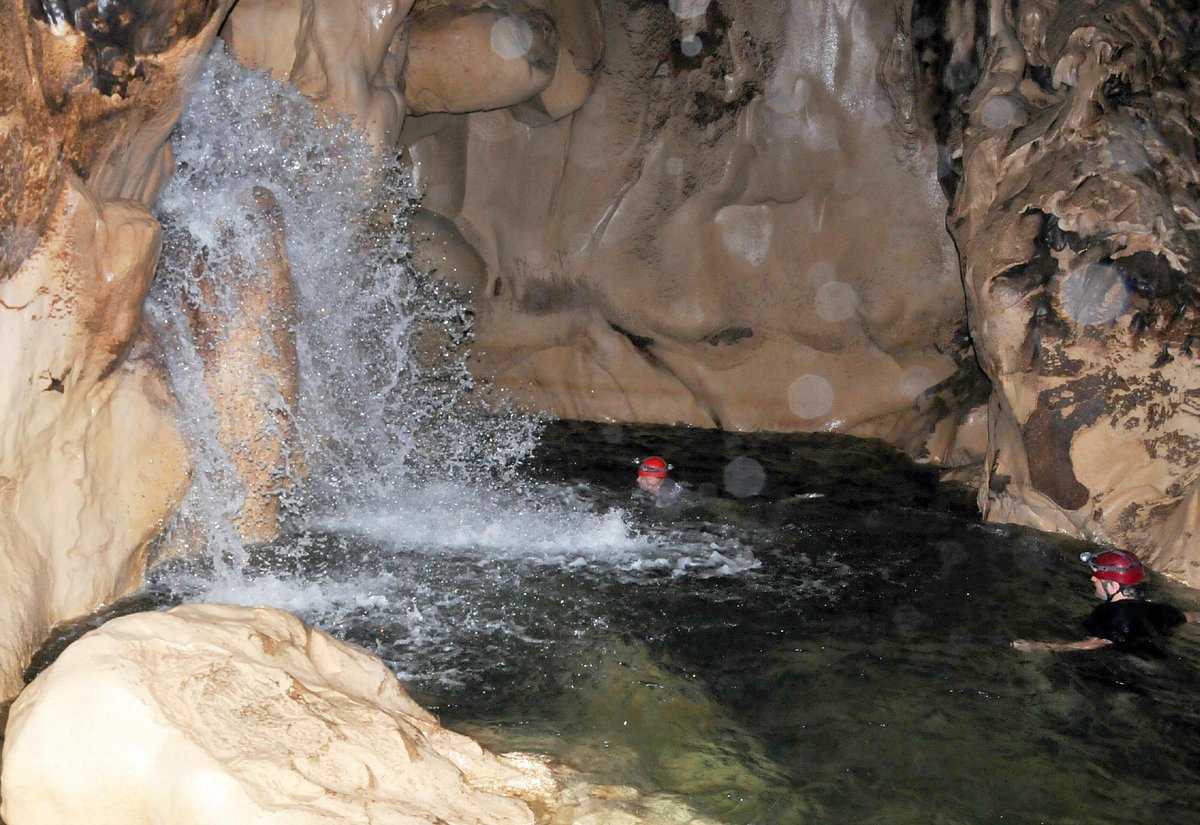 blue creek cave waterfall
