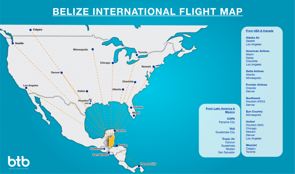 flight Map for Travel Belize